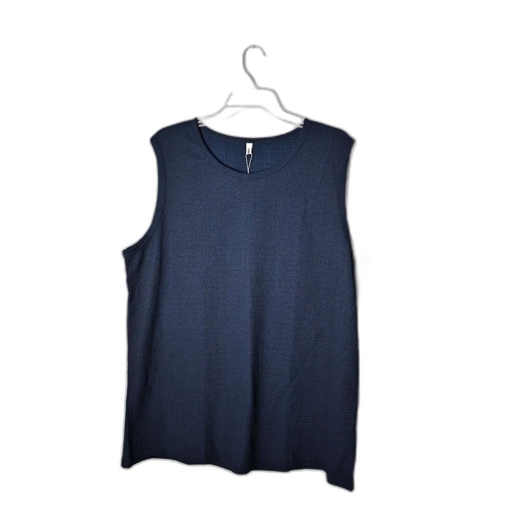 COOFANDY Men's Navy Blue Sleeveless Performance Tank Top Textured Spandex Size L